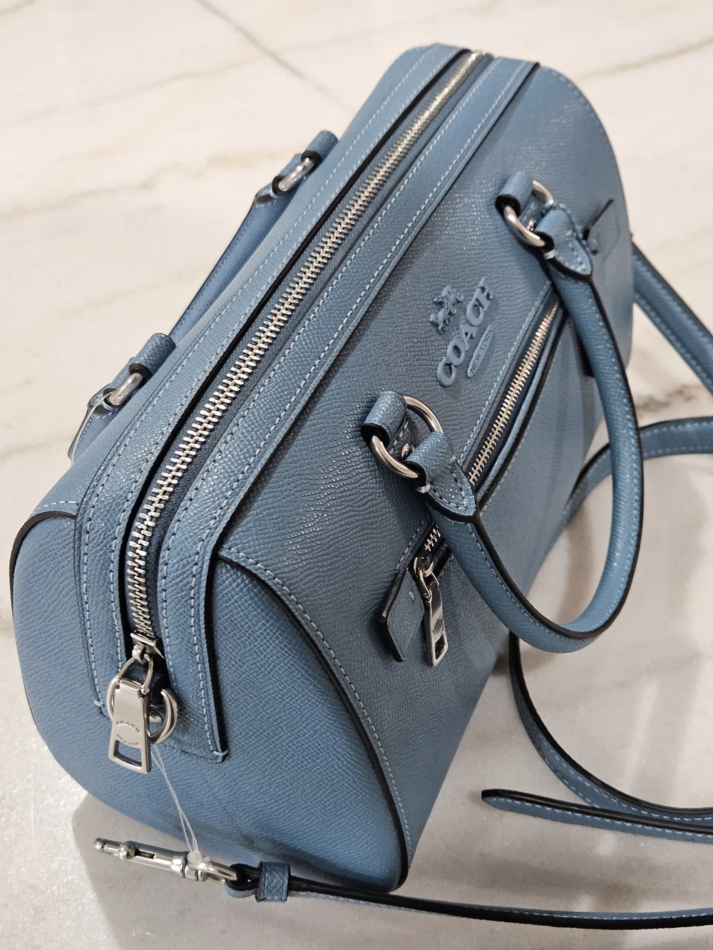 Coach Blue Leather Small Satchel Crossbody Bag NWT - Picture 9 of 12